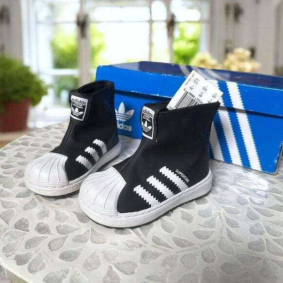 Adidas Superstar 360 Rain I Toddler Infant Kids 5K Black White Waterproof Slip-O - Picture 2 of 13